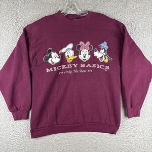 Vintage Disney Sweatshirt Men’s Large Mickey Mouse Maroon Crewneck 90s USA